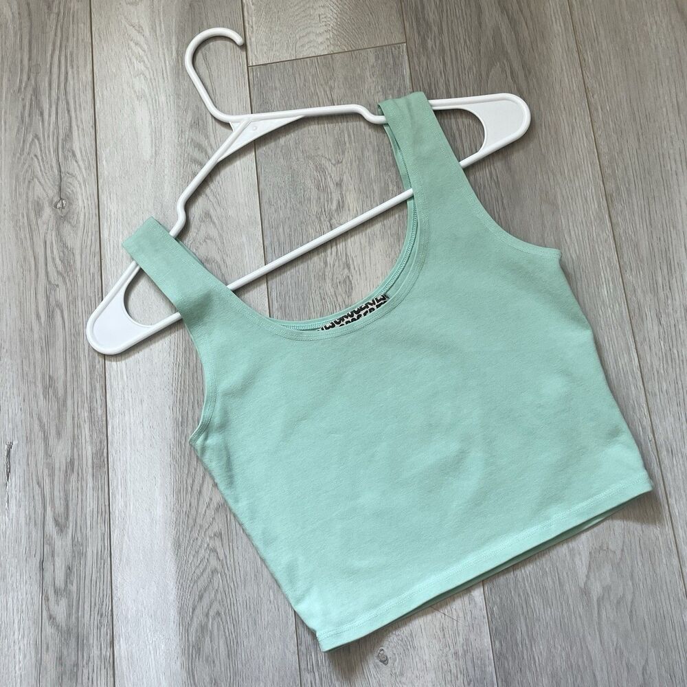 Groceries Apparel Tank Top organic cotton crop womens Blue (small) fitted casual